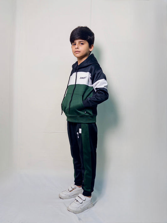 Signature Green Winter Kids Tracksuit