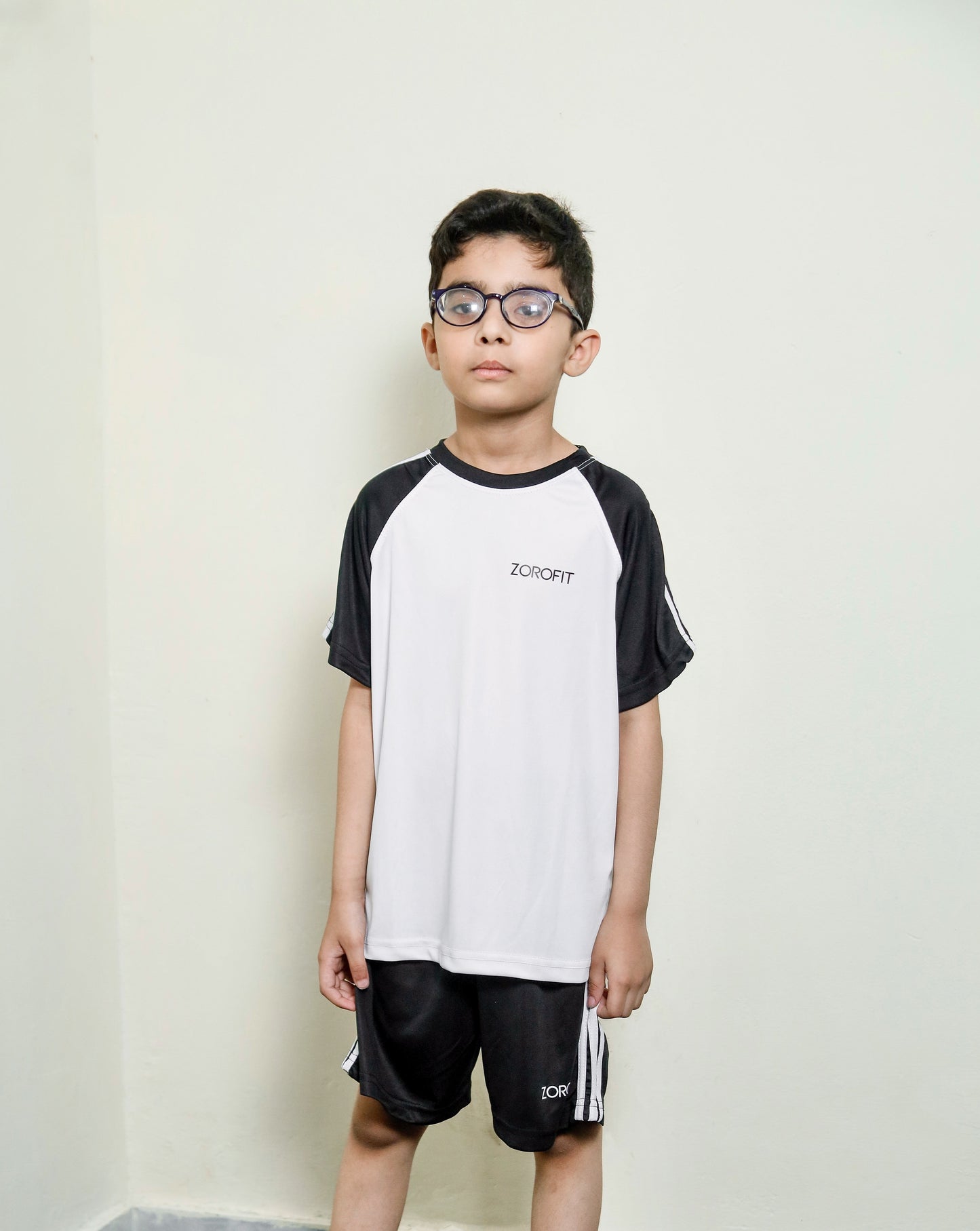 White Triliner Kid's Tracksuit with Shorts