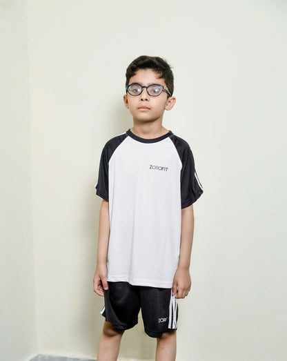 White Triliner Kid's Tracksuit with Shorts