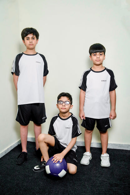 White Triliner Kid's Tracksuit with Shorts
