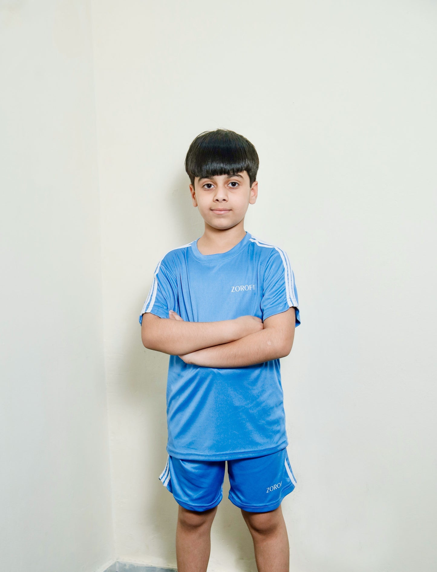 Sky Blue Triliner Kids Tracksuit with Shorts