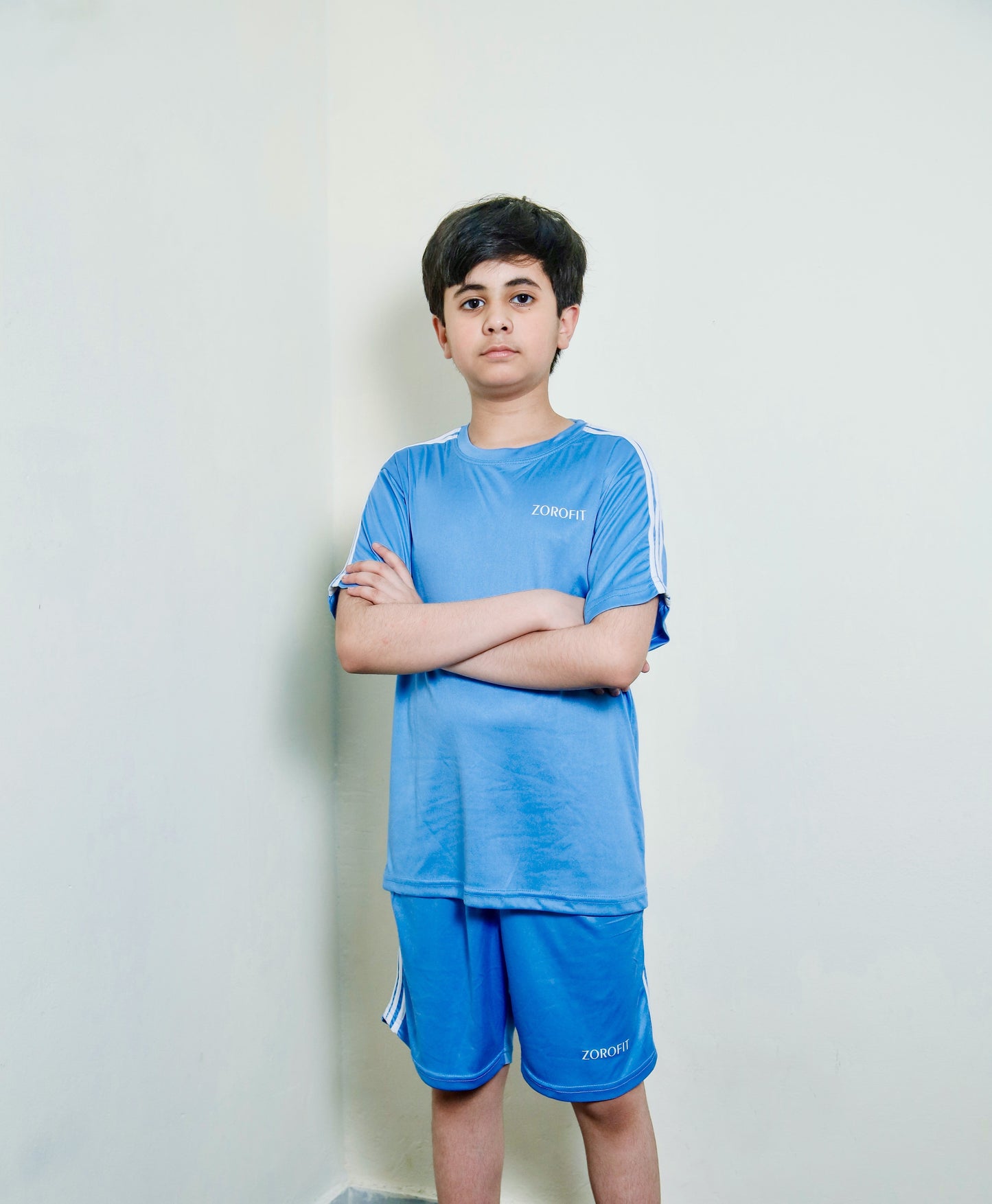 Sky Blue Triliner Kids Tracksuit with Shorts