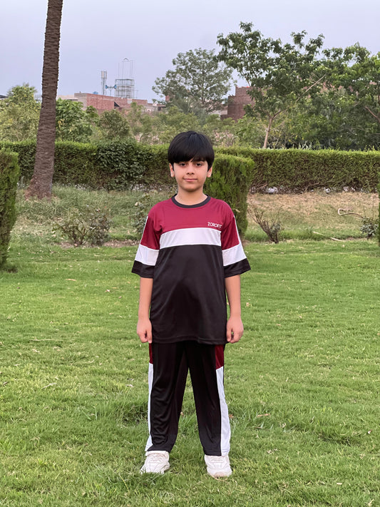 Dynamic maroon kids Tracksuit
