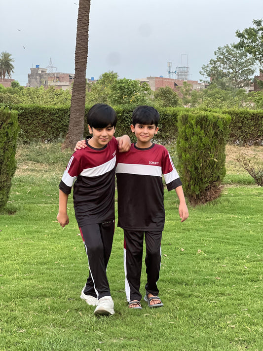 Dynamic maroon kids Tracksuit