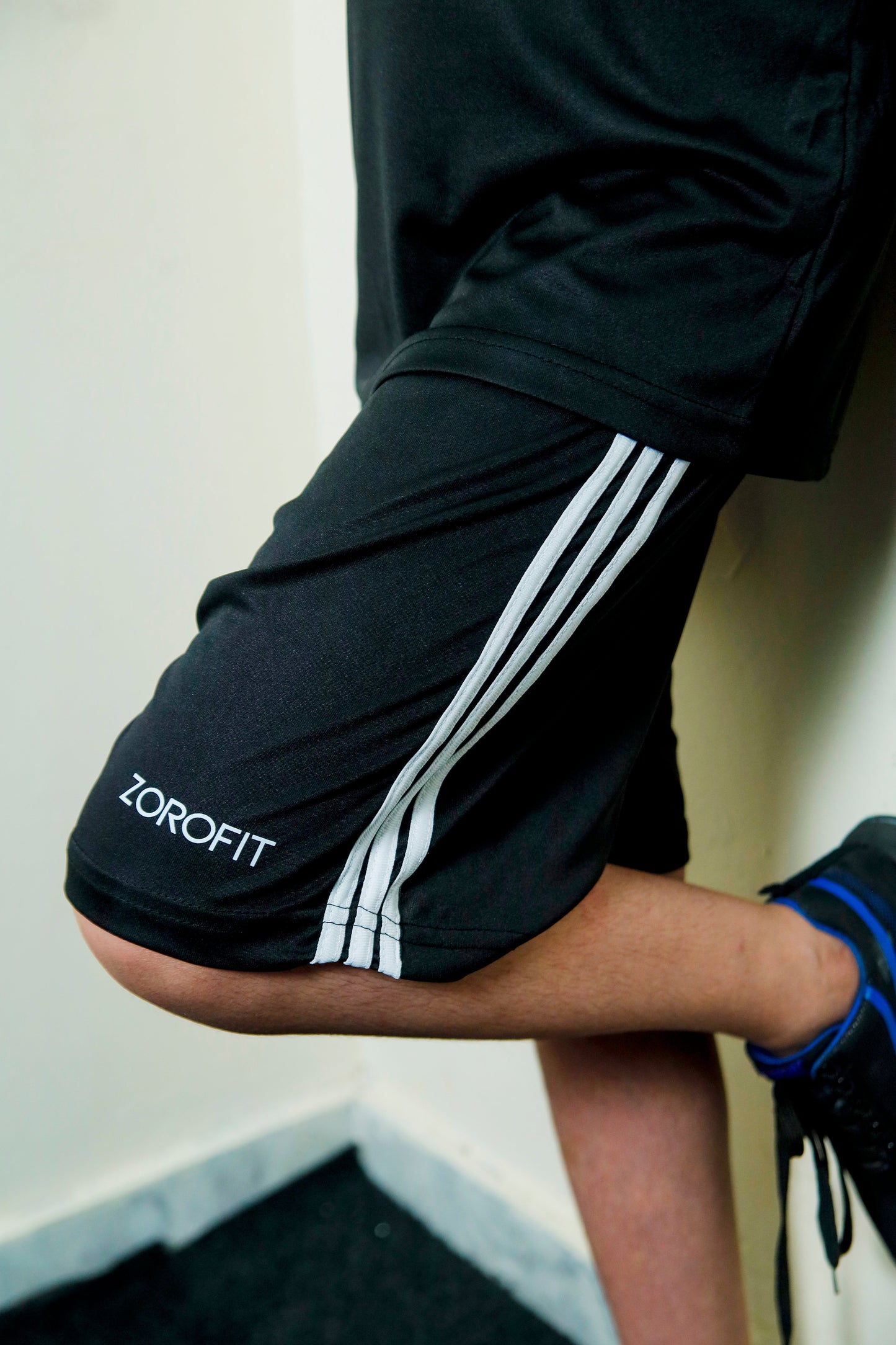 Black Triliner Kids Tracksuit with Shorts