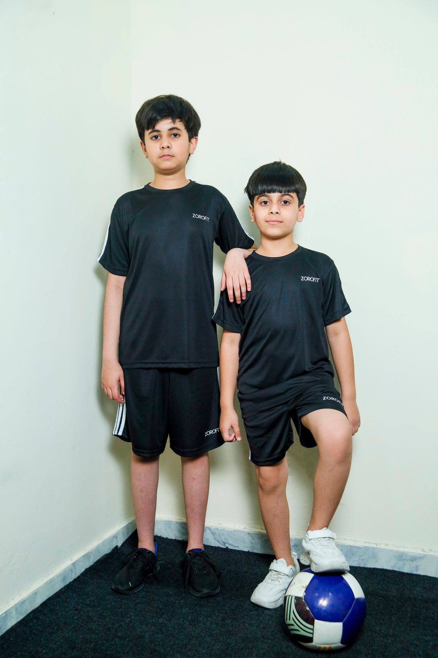 Black Triliner Kids Tracksuit with Shorts