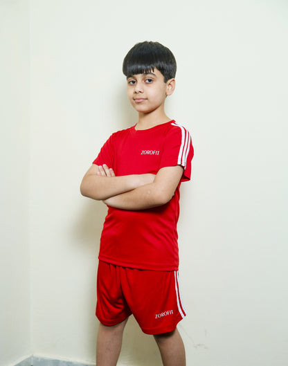 Red Triliner Kids Tracksuit with Shorts