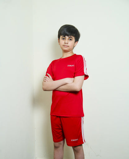 Red Triliner Kids Tracksuit with Shorts