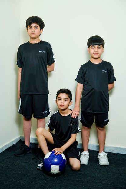 Black Triliner Kids Tracksuit with Shorts
